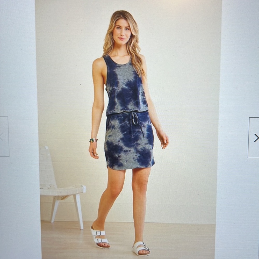 Sundry Blue Tie-Dye Midi Dress